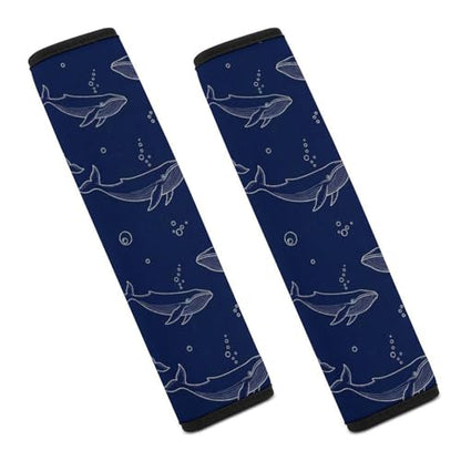 2 Pack Universal Soft and Comfortable Seat Belt Cover for Kids, Car Seats Pushchair Strollers High Chair Pushchair, Navy Blue Whales Seat Belt Cushion - color: Pattern 547