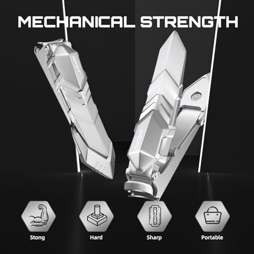 Nail Clippers,Precise and Durable Toe Nail Clippers with Catcher and Nail File,Fingernail Clippers forThick Nails,Nail Cutter Without Mess for Men and Women(Gray)