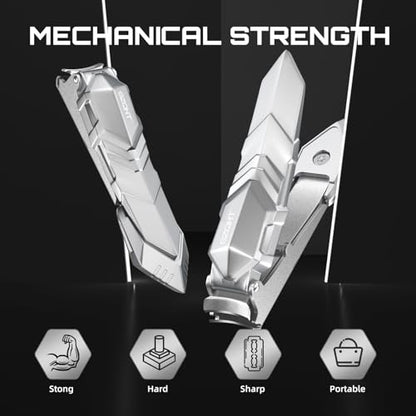 Nail Clippers,Precise and Durable Toe Nail Clippers with Catcher and Nail File,Fingernail Clippers forThick Nails,Nail Cutter Without Mess for Men and Women(Gray)
