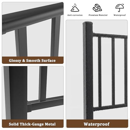 Aluminum Deck Railing Kit, Modular 36 in H. x 3 Ft W Level Railing Kit for Outdoor Steps,Heavy Duty Balustrade System for Deck, Porch, Patio & Balcony(1 Post, 1 Panel) - size: 3Feet - Level