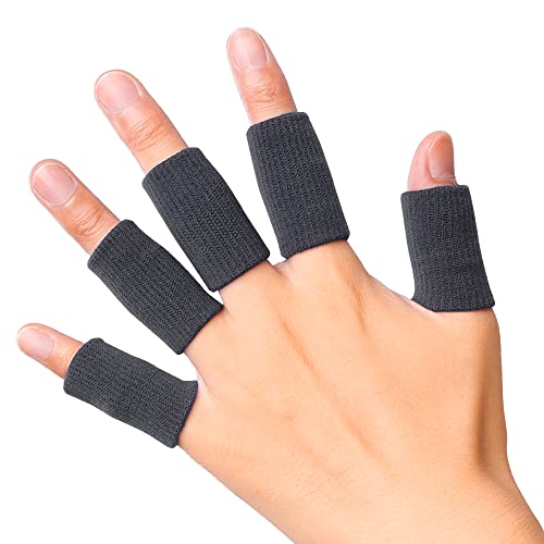 JBM Finger Sleeves 5Pack Sport Finger Brace Protector Compression Sleeve for Arthritis - color: Grey, size: One Size