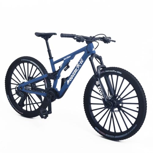 1:8 Scale Alloy Mini Mountain Bike Toy DS Dual Slalom Bicycle Model Die-Cast Bike Cake Topper Desktop Decoration Crafts for Cycling Lovers Bicycle Racers Athletes Children Boys and Girls (Blue) - color: Blue