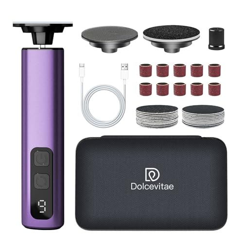 Electric Foot Callus Remover, 9-Speed for Dead Skin, Aluminum Alloy, Nano Glass Disc, Type-C Rechargeable, Replacement Discs, Storage Case – Spa Pedicure, Relaxing Self-Care (Deep Lavender) - color: Deep Lavender（professional Edition）
