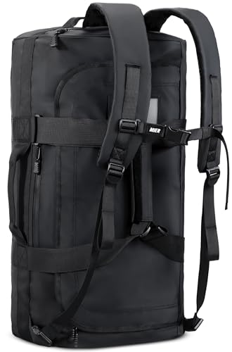 MIER 40L/60L/90L Water Resistant Backpack Duffel, Heavy Duty Duffle Bags | Heavy-Duty; Inner Zipper Pockets; Suit for Travel Gym Camping Sports Weekend Getaways; Convertible with Backpack Straps - color: Black, size: 90l