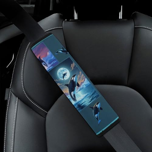 2PCS Ocean Whale Killer Whale Car Seat Belt Pad Breathable Shoulder Protector for Girls and Boys, Most Cars, Anti-Slip Pad - color: Pattern 352