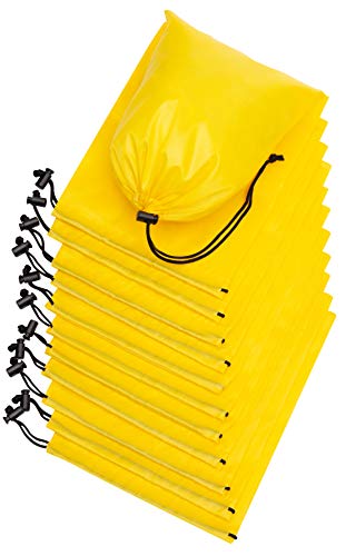 PALTERWEAR Drawstring Pouch (7 x 9 Inch, 12 Pack, Yellow) Nylon Cinch Bag with Toggle for Travel, Gym and Storage - color: Yellow, size: 7 x 9 - 12 pack