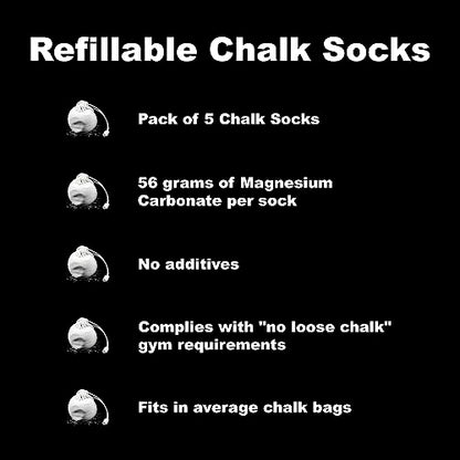 Atomik Rock Climbing Holds Set of 5 Refillable Chalk Socks