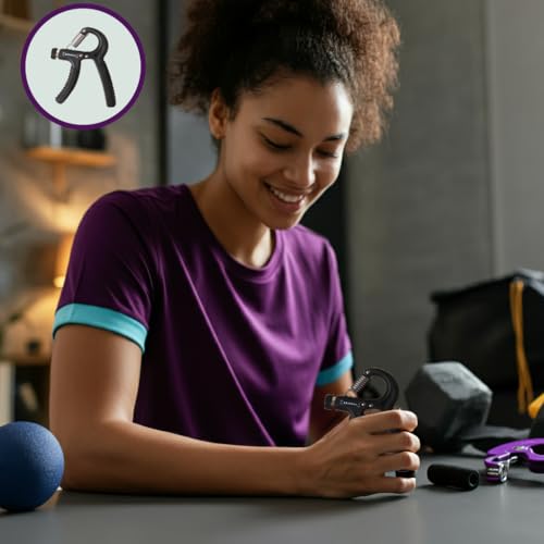 Hand Grip Strengthener Kit – Adjustable Grip Trainer with Finger Stretcher, Exercise Ring & Massage Ball for Forearm, Wrist & Hand Strength