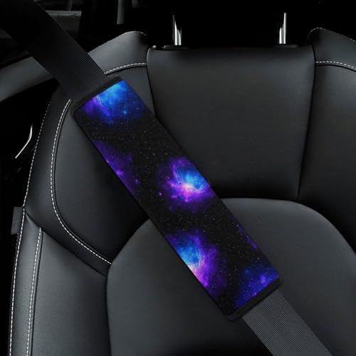 Universal Soft and Comfortable Seat Belt Cover for Adults and Children, Most Cars, 2 Pack Purple Galaxy Starry Sky Constellation Seat Belt Covers Cushion Neck and Shoulder Support - color: Pattern 856