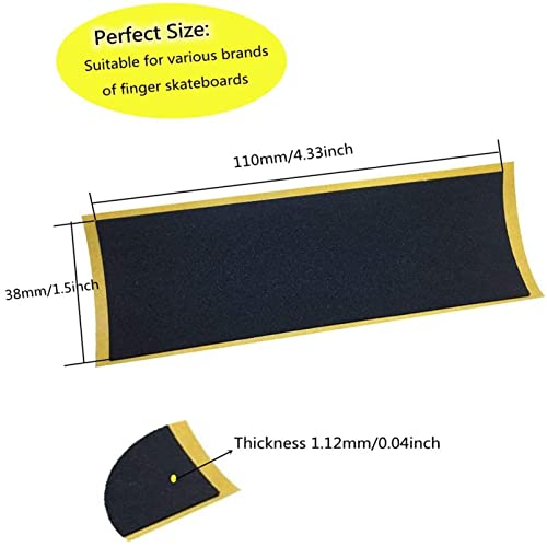Fingerboard Grip Tape, PRO Quality 8 Sheets Foam Black Wooden Mini Skateboard Strong Adhesive Stickers 110mm x 38mm (8) - color: 8pcs