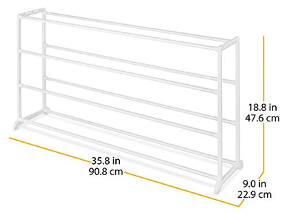 Whitmor 4 Tier 20 Pair Floor Shoe Rack - White - size: 4-Tier