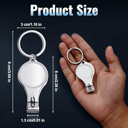 TXIN 5 Pieces 3-in-1 Nail Clipper with Bottle Opener and Keychain, Stainless Steel Nail Cutter Trimmer, Portable Fingernail Manicure Outdoor Travel EDC Multitool for Men Women
