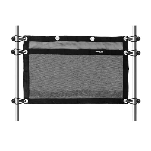 Boat Storage Bag,Polyester Boat Mesh Suspended Storage Bag,Black Boats Storage Mesh Pocket,Boat Seat Storage Bag for Leaning Post with 6 Positioning Elastic Loops. (24" L x 15" W) - size: 24"L x 15"W