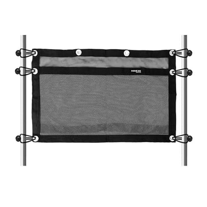 Boat Storage Bag,Polyester Boat Mesh Suspended Storage Bag,Black Boats Storage Mesh Pocket,Boat Seat Storage Bag for Leaning Post with 6 Positioning Elastic Loops. (24" L x 15" W) - size: 24"L x 15"W