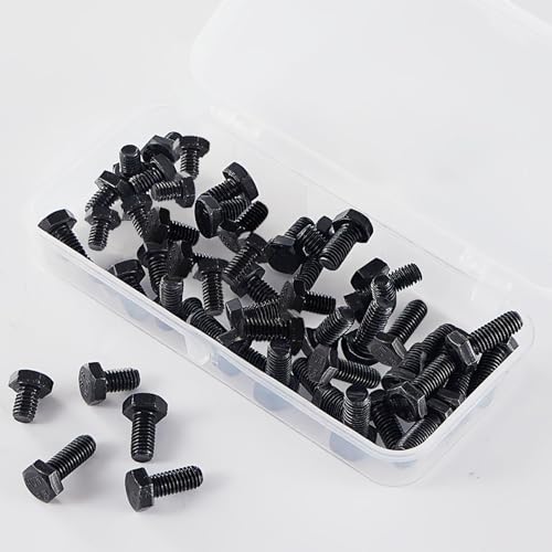 M6-1.0 Hex Head Screw Bolts - 10/12/16/20/25mm Length Kit, 12.9 Grade Alloy Steel, Hexagon Head Bolts, Black Oxide Finish, Full Thread,Quantity 50-Piece Set - size: 12.9-Hex-M6-10-25mm