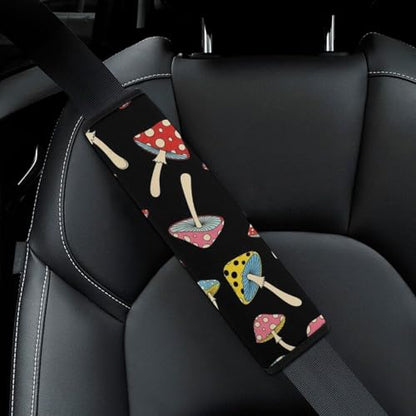 2 Pack Universal Fit Seat Belt Shoulder Pad for Kids, Car Seats Pushchair Strollers High Chair Pushchair, Colorful Mushrooms Shoulder Protector, Anti-Slip Pad - color: Pattern 964