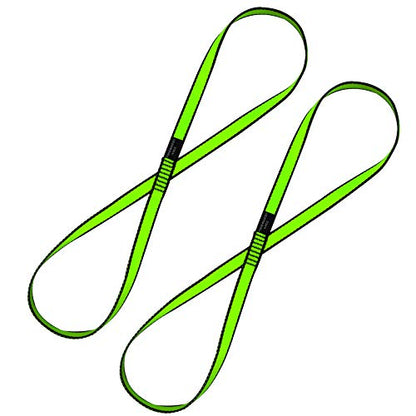 KIKIGOAL 18MM Nylon Climbing Sling Runner 23KN CE2008/EN566 Rock Climbing Webbing Straps for Outdoor Climbing, Rappelling, Swing, Yoga Hammock etc - size: 60 cm (24 inches), style: 2PCS GREEN