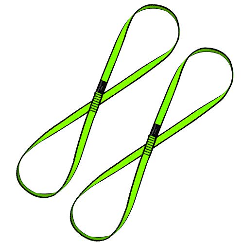 KIKIGOAL 18MM Nylon Climbing Sling Runner 23KN CE2008/EN566 Rock Climbing Webbing Straps for Outdoor Climbing, Rappelling, Swing, Yoga Hammock etc - size: 60 cm (24 inches), style: 2PCS GREEN