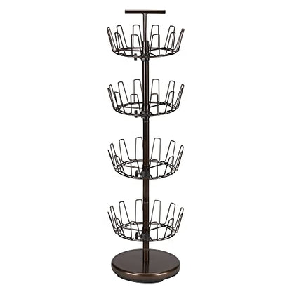 Household Essentials 2139-1 Metal Four-Tier Adjustable Revolving Shoe Rack | Holds up to 24 Pairs of Shoes | Antique Bronze Finish - color: Bronze