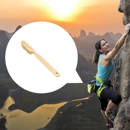 Crag Brush for Climbing Holds, Natural Wood Color Handle, Fiber Brush Head, 20cm / 7.87in Climbing Accessory for Chalk Buildup and Pockets Rock