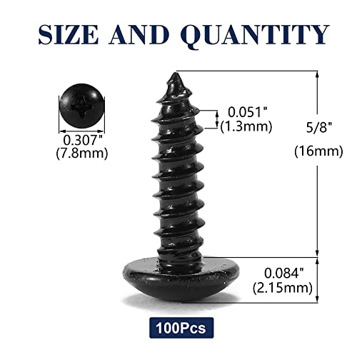 #6 x 5/8" Wood Screw 100Pcs Truss Head Phillips 18-8 (304) Stainless Steel Fast Self Tapping Screws Black Oxide by SG TZH - size: #6 x 5/8"