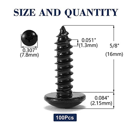 #6 x 5/8" Wood Screw 100Pcs Truss Head Phillips 18-8 (304) Stainless Steel Fast Self Tapping Screws Black Oxide by SG TZH - size: #6 x 5/8"