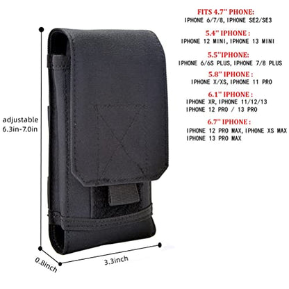 Universal Tactical MOLLE Holster Army Mobile Phone Belt Pouch EDC Security Pack Carry Accessory Kit Waist Bag Case Compatible iPhone 13 14 15 Pro XS Max XR 7 8 Plus for Samsung Galaxy S10 S9 S8 Plus - color: #A (Big)