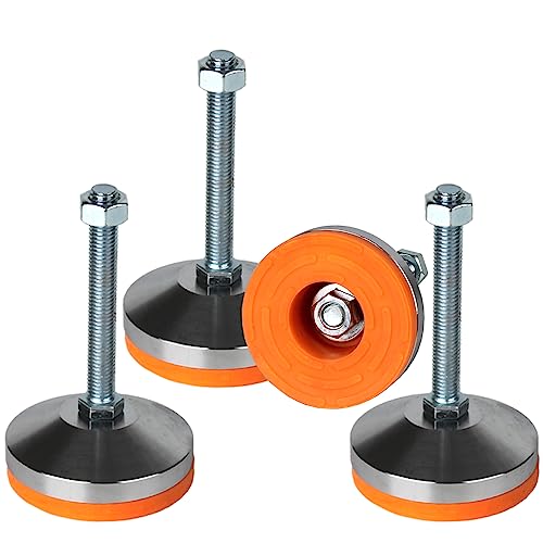 Heavy Duty Leveling Feet,M12 Thread,3.14" Dia Base,4 Pack | 1300 lb Capacity Adjustable Stainless Steel Leg Levelers with Anti-Slip Nylon Pad for Shelving, Workbench, Machinery Devices - size: D80xM12x100,4 Pack