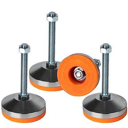 Heavy Duty Leveling Feet,M12 Thread,3.14" Dia Base,4 Pack | 1300 lb Capacity Adjustable Stainless Steel Leg Levelers with Anti-Slip Nylon Pad for Shelving, Workbench, Machinery Devices - size: D80xM12x100,4 Pack