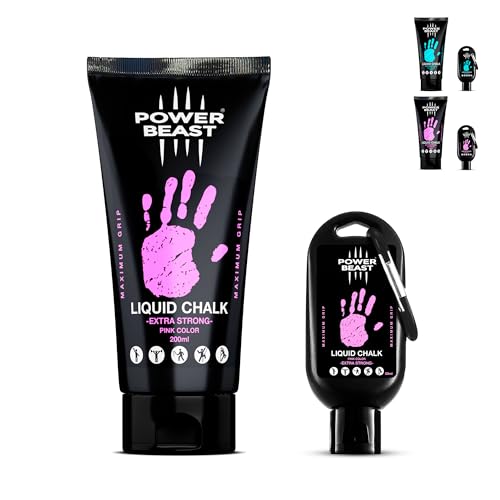 Colored Liquid Chalk, 2 Bottles Combo of 200 + 50 ML, Liquid Sports Chalk, Free Professional Hand Grip for Gym, Weightlifting, Rock Climbing, Crossfit, Powerlifting, Pole Dance. - color: PINK