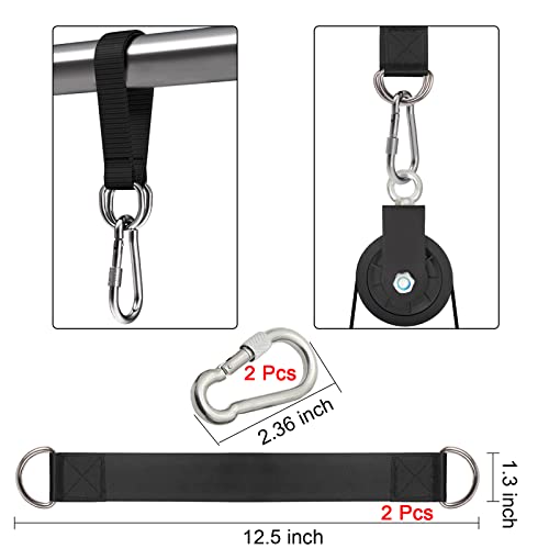 BESTEEL 4Pcs 90mm Nylon Gym Pulleys Cable Pulley Wheel with Strap&Carabiner | 3.5 In 360 Degree Rotation Silent Bearing Detachable Traction Wheel For Gym Weight Lifting Replacement System,DIY,Home