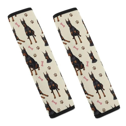 2 Pack Universal Soft and Comfortable Seat Belt Cover for Kids, Car Seats Pushchair Strollers High Chair Pushchair, Doberman Dog Paw Print Beige Seat Belt Cushion - color: Pattern 790