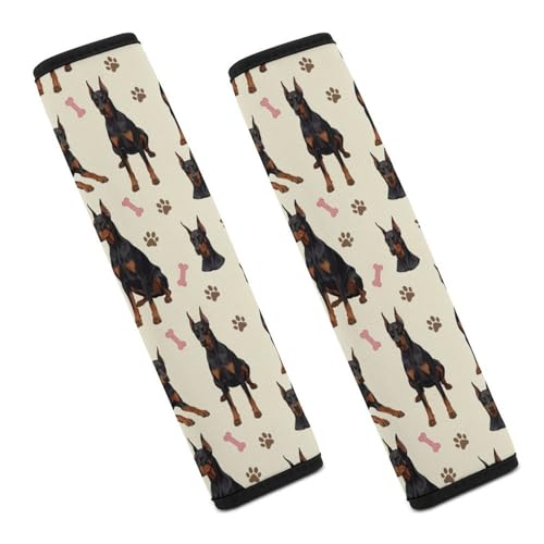 2 Pack Universal Soft and Comfortable Seat Belt Cover for Kids, Car Seats Pushchair Strollers High Chair Pushchair, Doberman Dog Paw Print Beige Seat Belt Cushion - color: Pattern 790