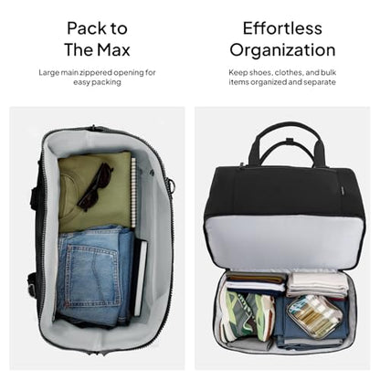 Travel Duffle Bag for Women,40L Weekender Bags Airline Approved Carry On with Shoe Compartment & Waterproof Wet Pocket, Durable Nylon Weekender Overnight Bag for Travel, Gym, Business Trip, Black - color: Black