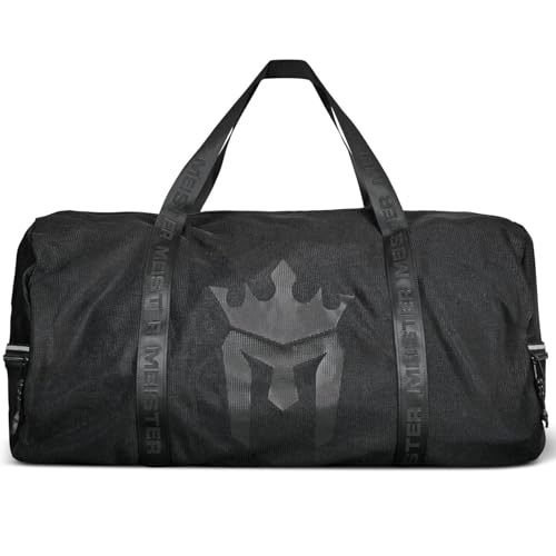 Meister Breathable Chain Mesh Duffel Gym Bag - color: V2.0 Black, size: X-Large 28"x15"x15"