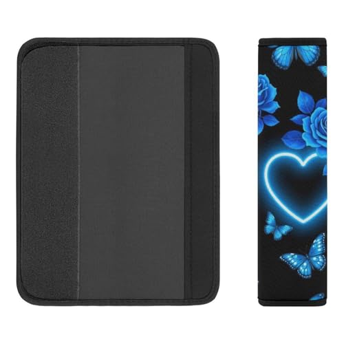 2 Piece Butterfly Blue Rose Car Seat Belt Pad Breathable Seat Belt Cushion for Child, Stroller Pushchair High Chair, Easy Install (No Tool) - color: Pattern 1164