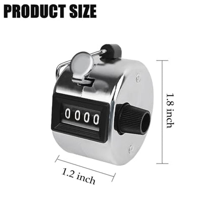 GDMINLO Metal Hand Tally Clicker Counter, 4-Digit Number Count Clicker with Metal Case Mechanical Counter for Coaching, Knitting, Lap, Fishing, Golf and Row with 2-Nylon Lanyard,Silver