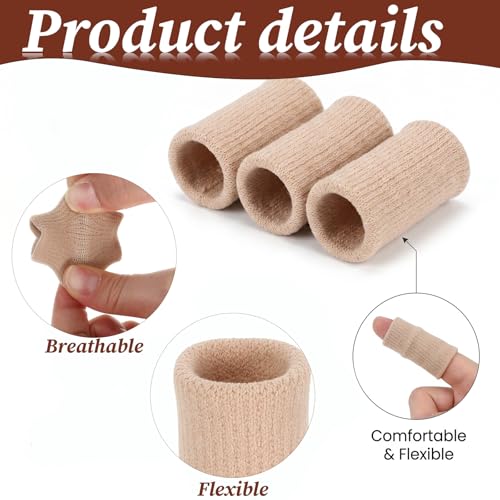 30 Pcs Finger Sleeves for Arthritis, Breathable Pain, Sports Aid | Elastic Finger Compression Sleeves Thumb Splint Support, Relief Protector, for Tendon, Joint and Arthritis, Skin Tone