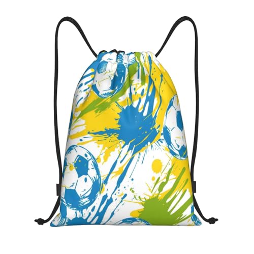 Drawstring Sports Backpacks - Lightweight Swim Gym Bags for Women Men String Sackpack for Beach Travel Yoga(Small, Colorful Football) - color: Colorful Football, size: Small
