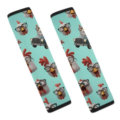 2 Pack Breathable Car Seat Straps Shoulder Pads for Adults and Children, All Vehicles, Cute Chicken Hen Harness Pads Strap, Pressure Relief - color: Pattern 623