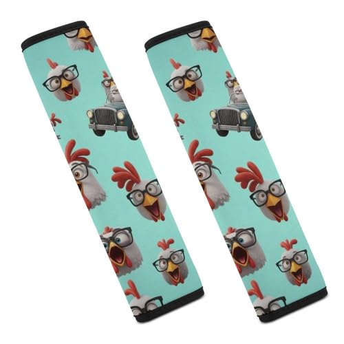 2 Pack Breathable Car Seat Straps Shoulder Pads for Adults and Children, All Vehicles, Cute Chicken Hen Harness Pads Strap, Pressure Relief - color: Pattern 623