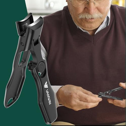 German Nail Clippers for Men Thick Nails, VANWIN Toenail Clippers for Seniors Large Wide Jaw Opening, Heavy Duty No Splash Fingernail Clipper with Safety Lock Nail Clippers with Catcher for Women - style: Black