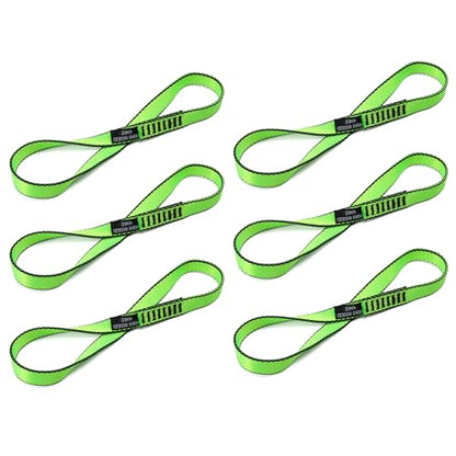 18MM Nylon Climbing Sling Runner 23KN CE2008/EN566 Strong Webbing Straps for Rock Climbing,Mountaineering, Rappelling, Swing, Yoga Hammock etc - color: Green, size: 30cm/ 12inch |Pack of 6