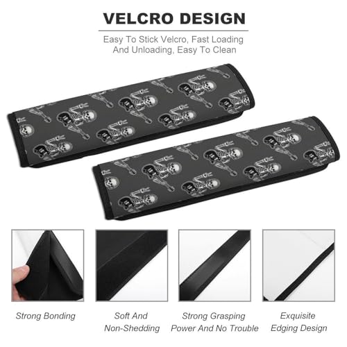 2 Pack Universal Fit Seat Belt Cover for Child, Stroller Pushchair High Chair, Rock Roll Music Gothic Skull Skeleton Automotive Seat Belt Protector, Pressure Relief - color: Pattern 1052