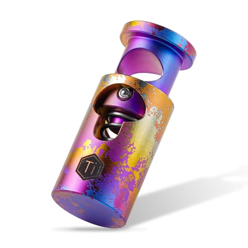 KeyUnity KB02 Titanium Cord Lock, Single Hole Spring Toggle Stopper Drawstring Cord Fastener for Backpacks, and Shoelace - color: Ink Splash
