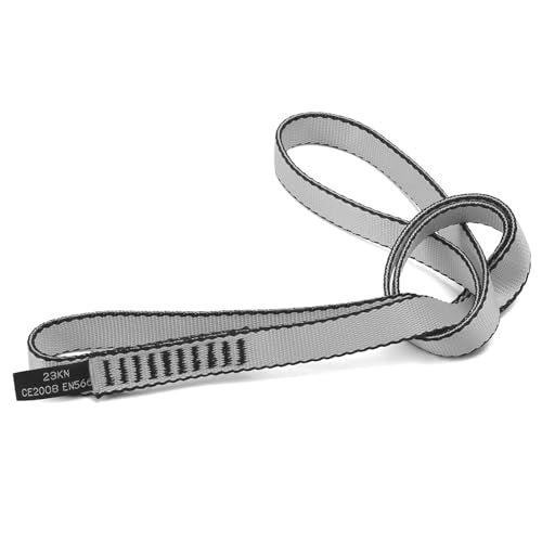 18MM Nylon Climbing Sling Runner 23KN CE2008/EN566 Strong Webbing Straps for Rock Climbing,Mountaineering, Rappelling, Swing, Yoga Hammock etc - color: Grey, size: 60cm/ 24inch |Single Unit