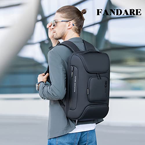 FANDARE Anti-theft Backpack Business Laptop Handbag Travel Large Daypacks fits 15.6 Inch Laptop with USB Charging Port Computer Bag Bookbag for Women Men Waterproof Rucksack Black - color: Black