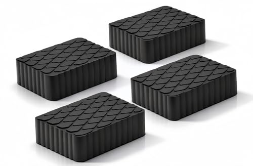 Anti-Skid Solid Rubber Auto Lift Pads – 4 Pack Heavy Duty Lift Blocks for Floor Jacks, Jack Stands & Car Lifts, 3000 Lbs Loading Capacity, 6.3" x 4.7" x 2.0" Size for Frame Protection - size: 6.3" x 4.7" x 2.0"