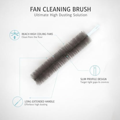 Fan Cleaning Brush, Slim PP Plastic Duster with Long Handle for Ceiling Blades and Tight Gaps, High Dusting Tool from Floor - color: Gray