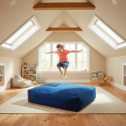 GYMAX Crash Pad for Kids Sensory, 4.75FTx4.75FT/4 FTx3 FT Sensory Crash Mat w/Washable Cover & Foam Blocks for Jump, Climb, Gymnastics, Sensory Therapy, Kids, Adults